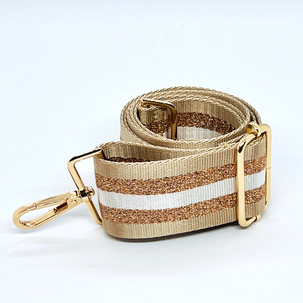 Stripe Bag Strap - Beige & Gold