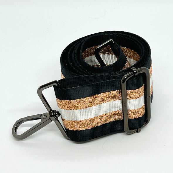 Stripe Bag Strap - Black & Gold