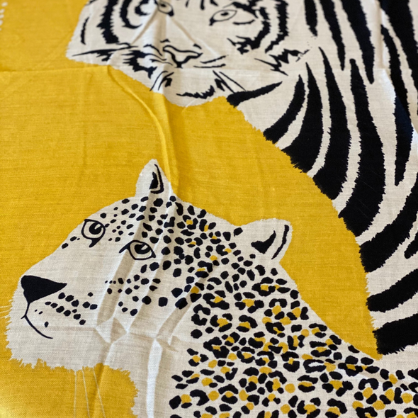 Animal Print Scarf with Mustard Yellow Detail