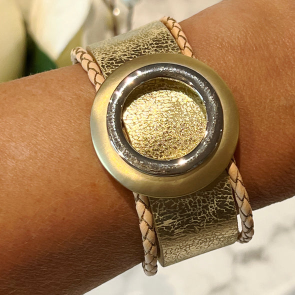 Circle Charm Gold Wrap Bracelet