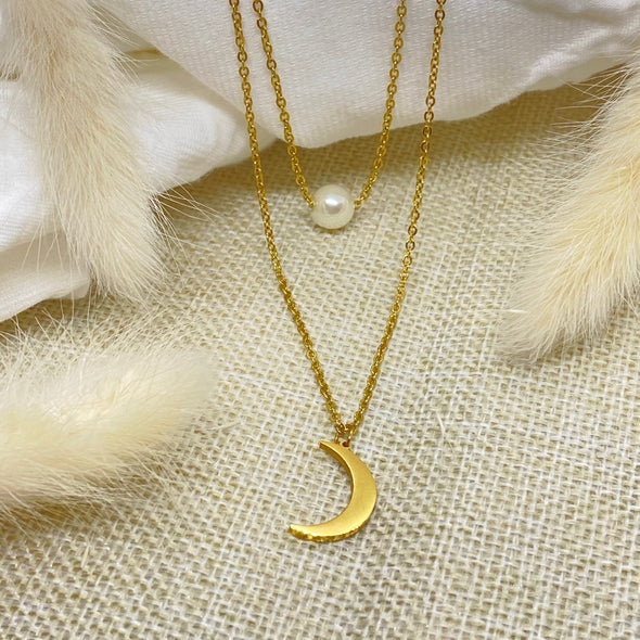 Moon & Pearl Necklace