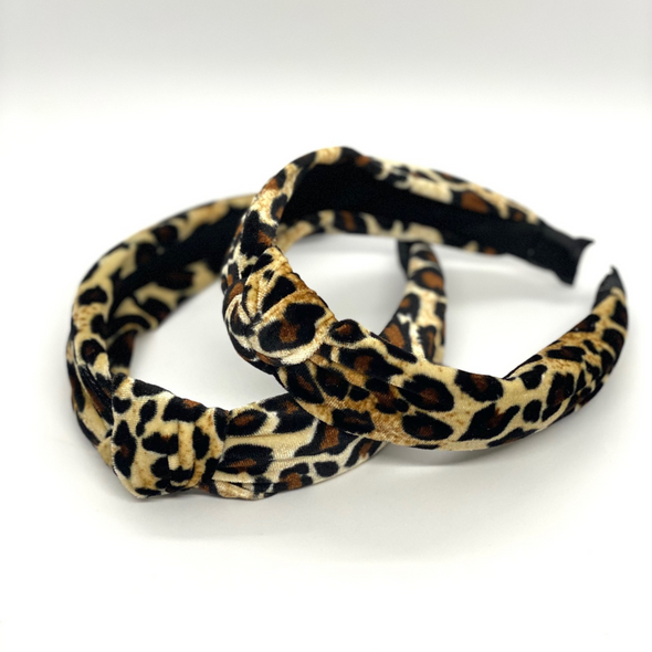 Velvet Leopard Knot Hairband