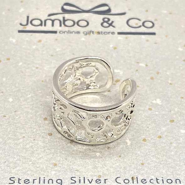 Silver Ring with Flower Design