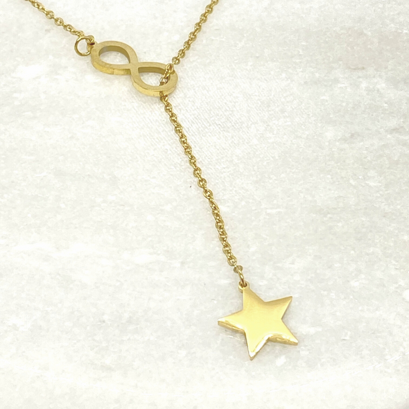 Long Necklace with Star & Infinity Pendant