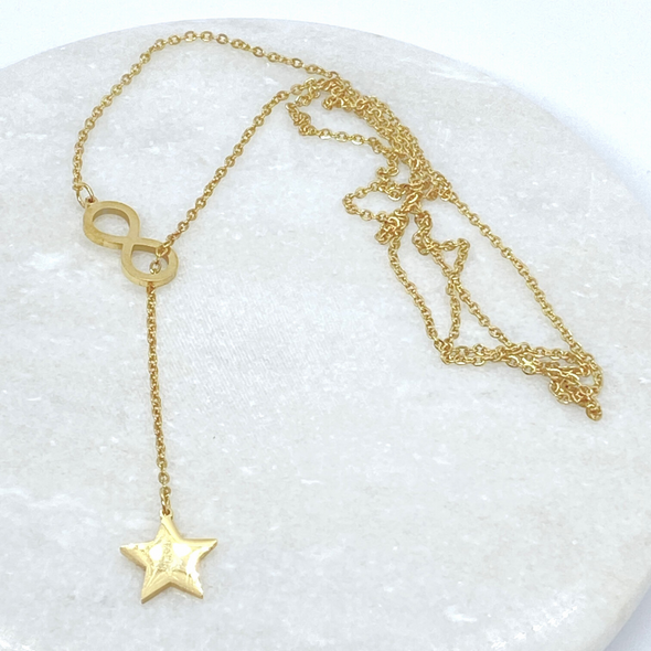 Long Necklace with Star & Infinity Pendant